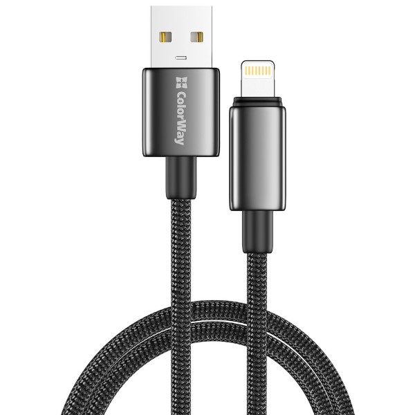 Фото - Кабель Colorway USB - Apple Lightning (zinc alloy braided) 3А 2м Black (CW-CBUL099-BK)